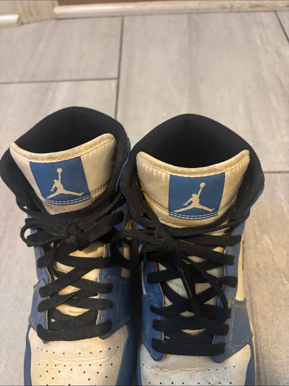 Jordan High-Top Cleats in Blue, Cream and Black
